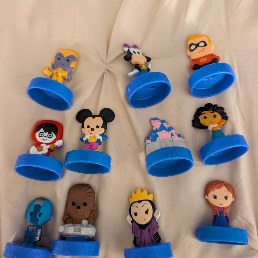McDonald's Kids Toy Figurines with Bright Blue Bases - Disney & Pixar Characters - Picture 1 of 5